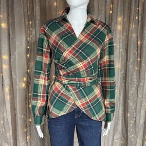 Plaid Wrap Top NWOT
